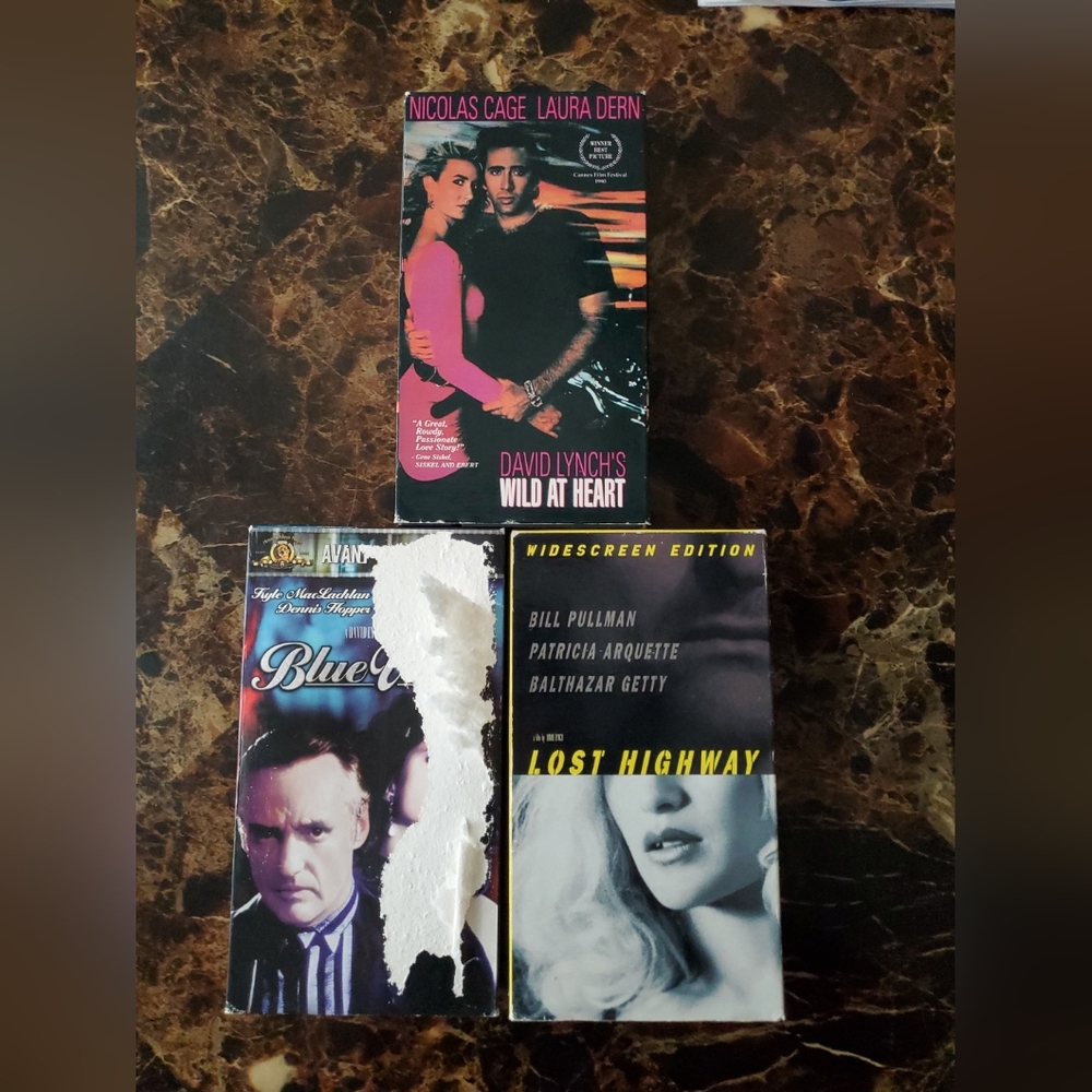 3 David Lynch Vhs Wild At Heart Lost Highway Blue Velvet TESTED